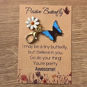 Blue Butterfly & Daisy Charm